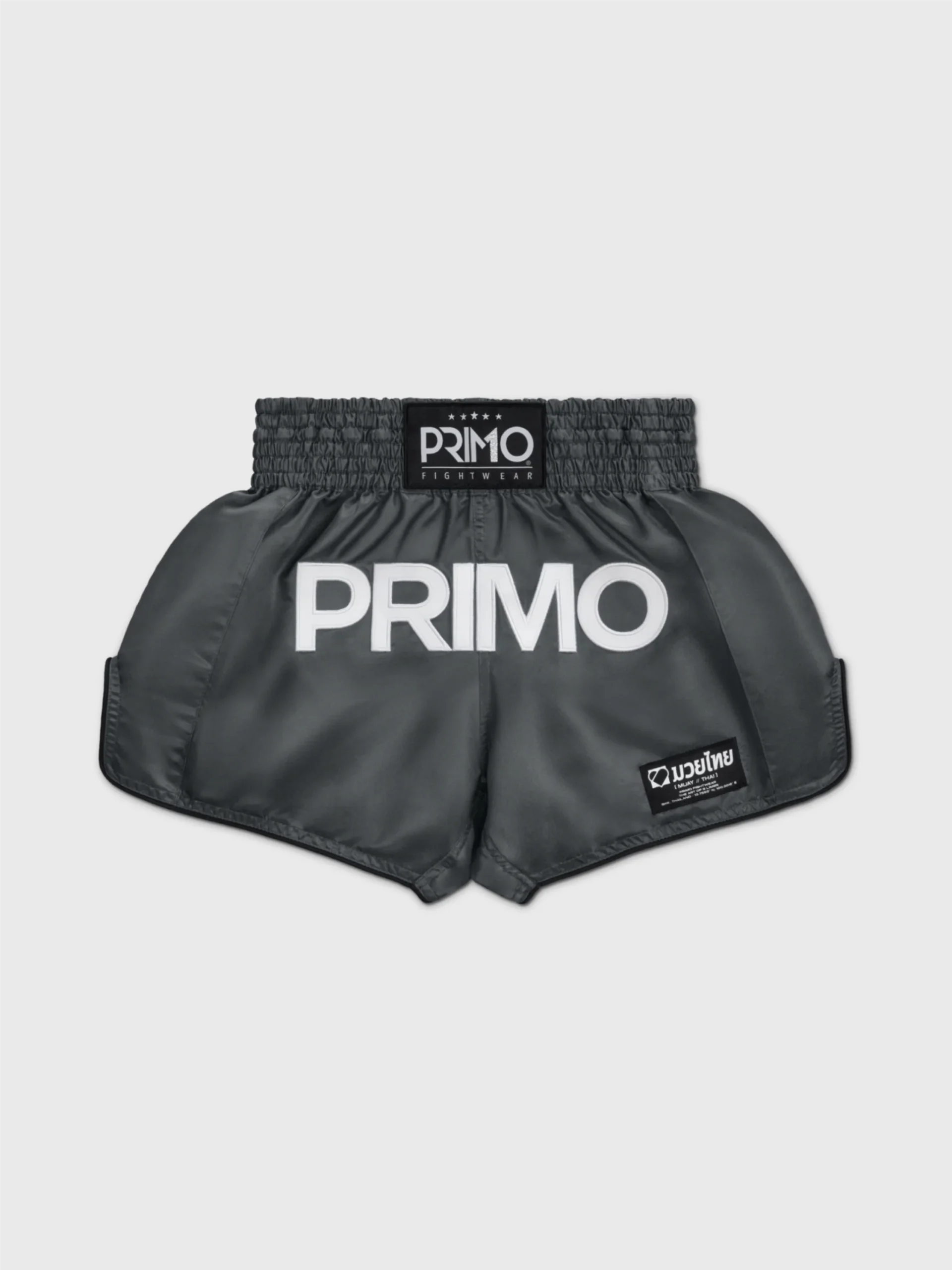 primo-fight-wear-official-muay-thai-shorts-classic-2-0-grey-1177437973 Shorts Muay Thai - Mamba Series - Slate Grey - Imagen 1